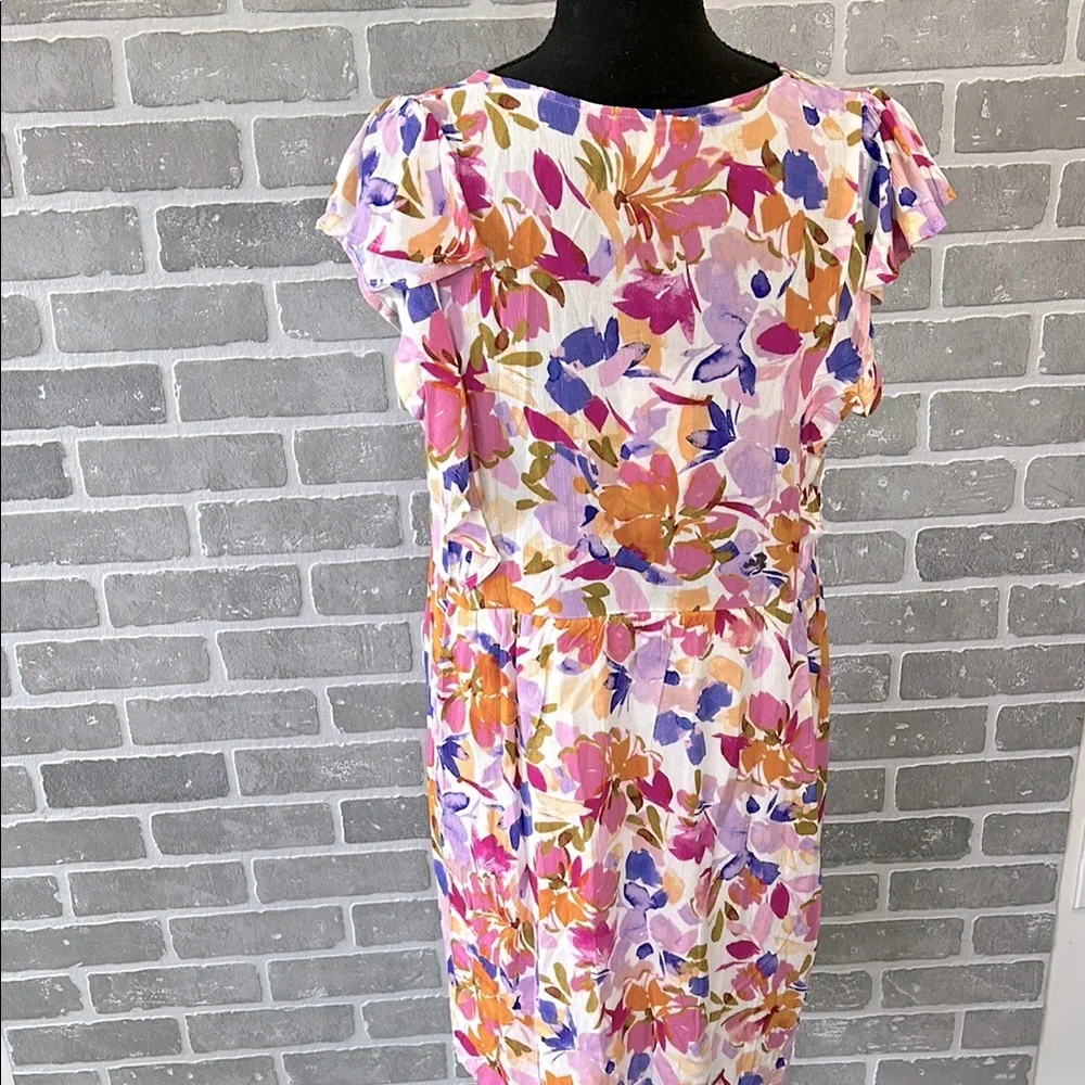 Andree by Unit Floral Flutter Sleeve Mini Dress Size L NWT Spring Boutique